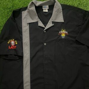 VINTAGE Chernabog Choppers Disneyland Ride Bowling Biker Button Down Polo Sz XXL